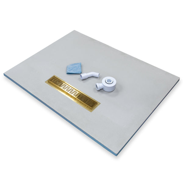 Shower Tray with Linear Drain - Longside Drain Position - Gold