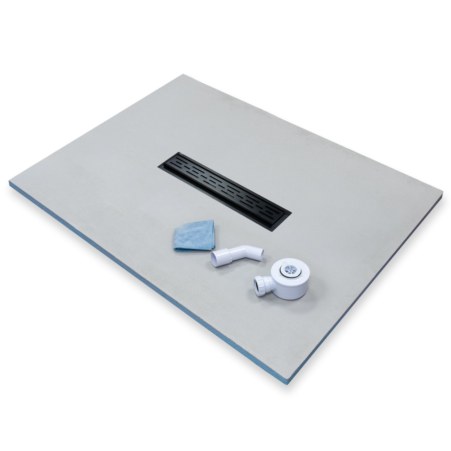 Shower Tray with Linear Drain - Centre Drain Position - Black