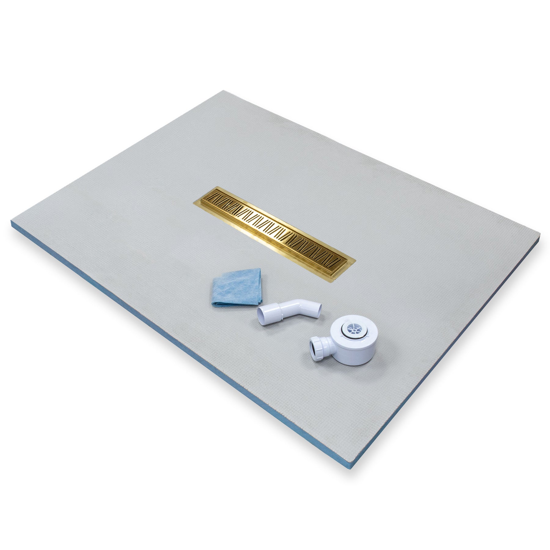 Shower Tray with Linear Drain - Centre Drain Position - Gold