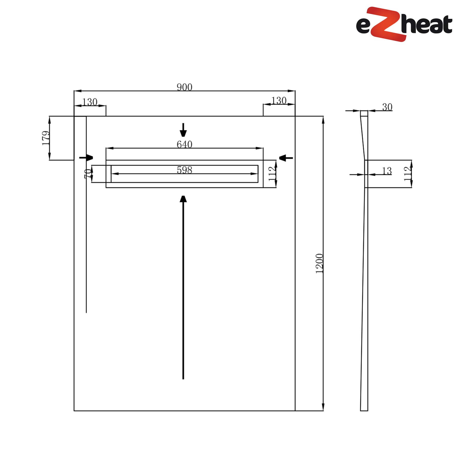 Linear Wetroom Shower Tray with Choice of Grate - Black