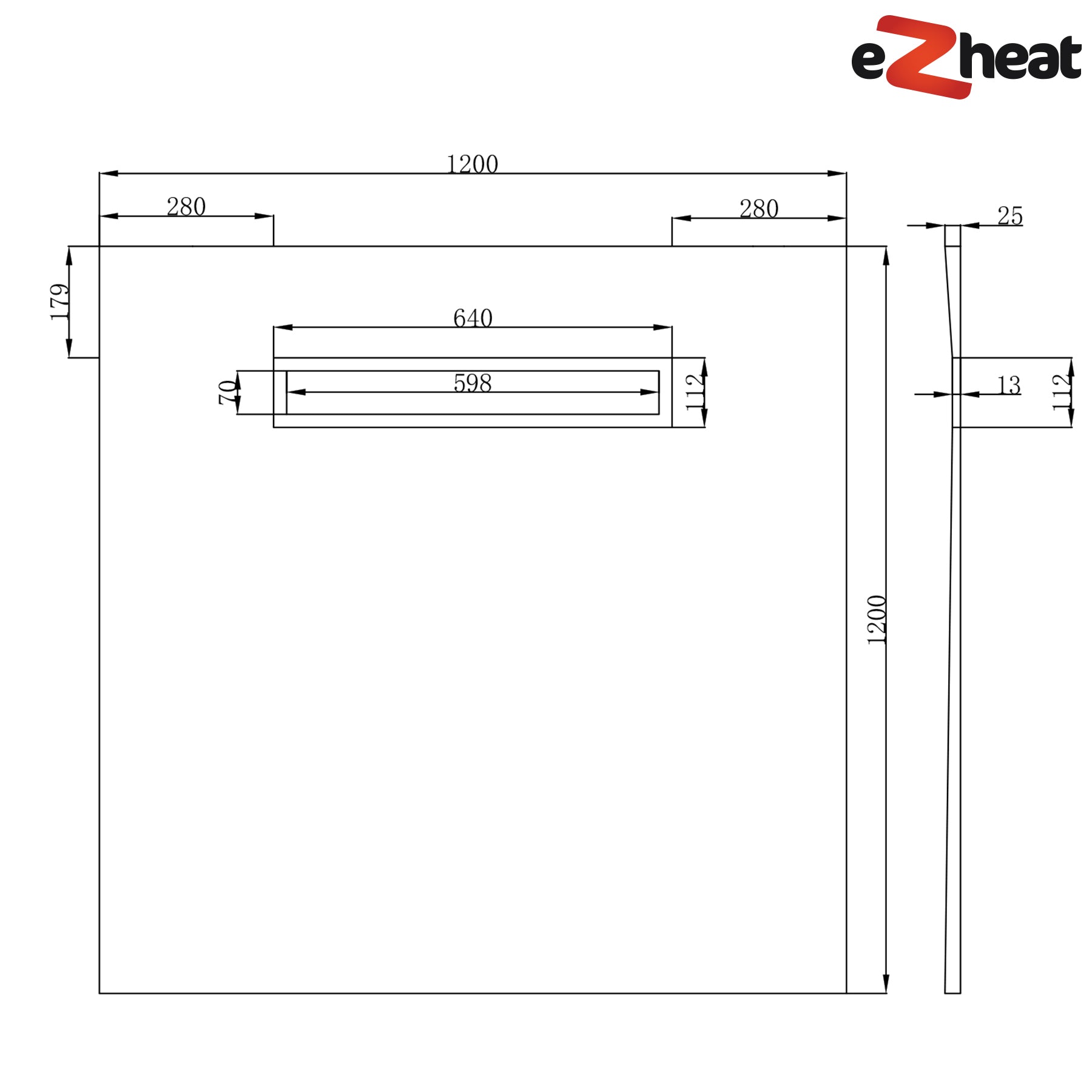 Linear Wetroom Shower Tray with Choice of Grate - Black