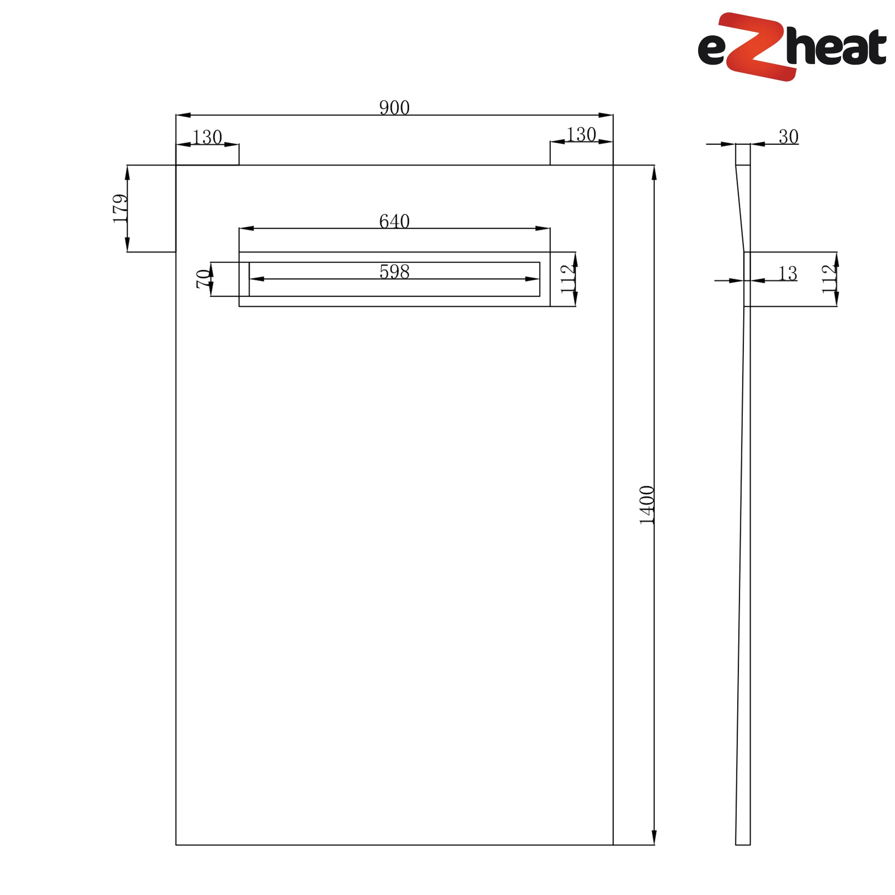 Linear Wetroom Shower Tray with Choice of Grate - Gold