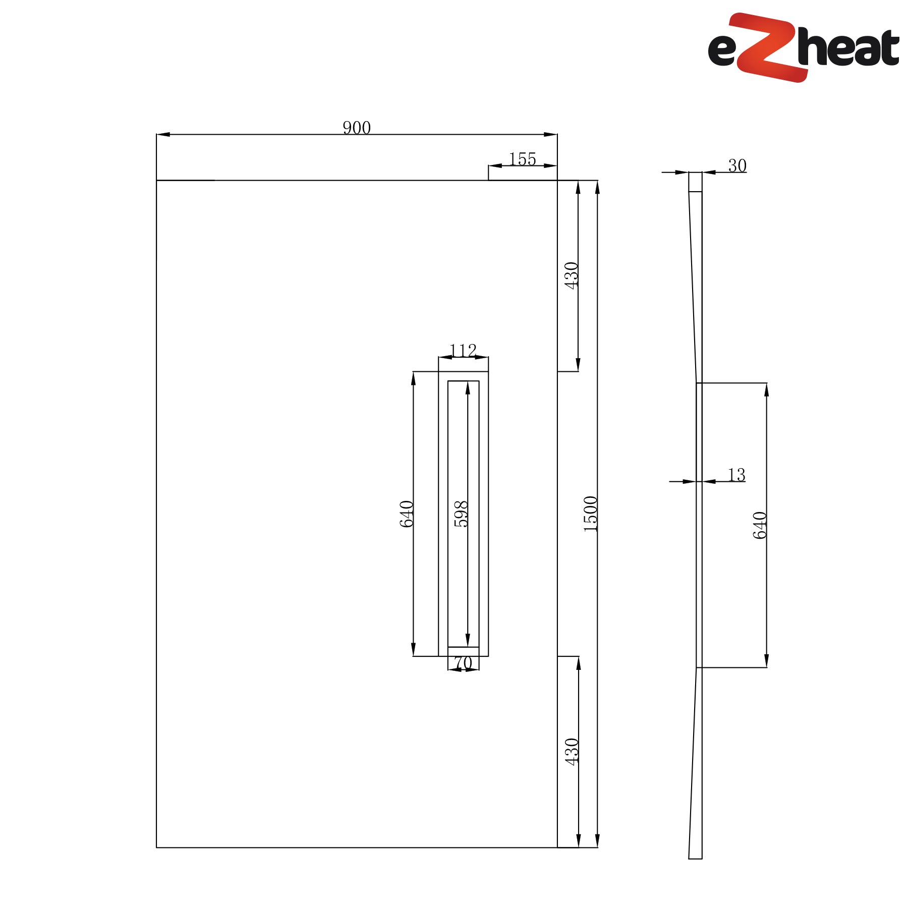 Shower Tray with Linear Drain - Longside Drain Position - Gold