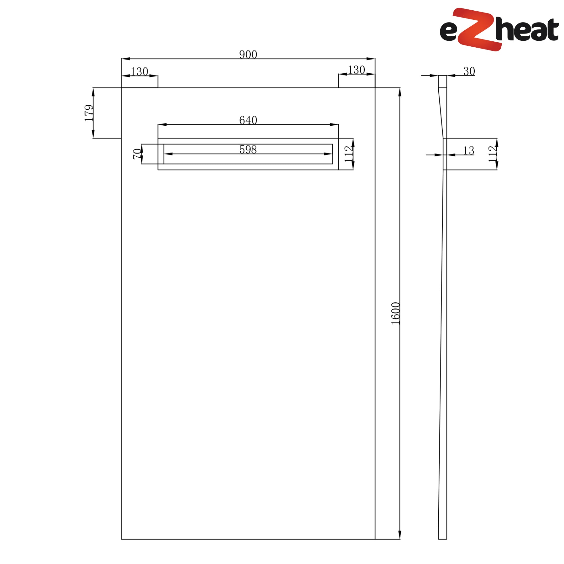 Linear Wetroom Shower Tray with Choice of Grate - Black