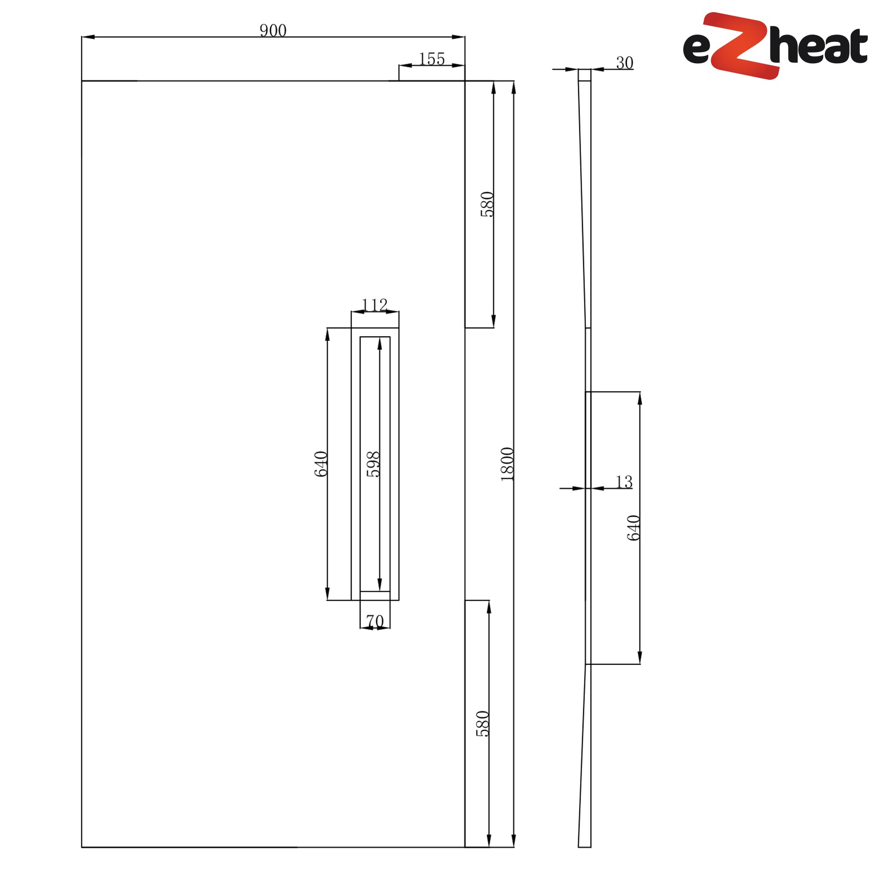 Shower Tray with Linear Drain - Longside Drain Position - Gold