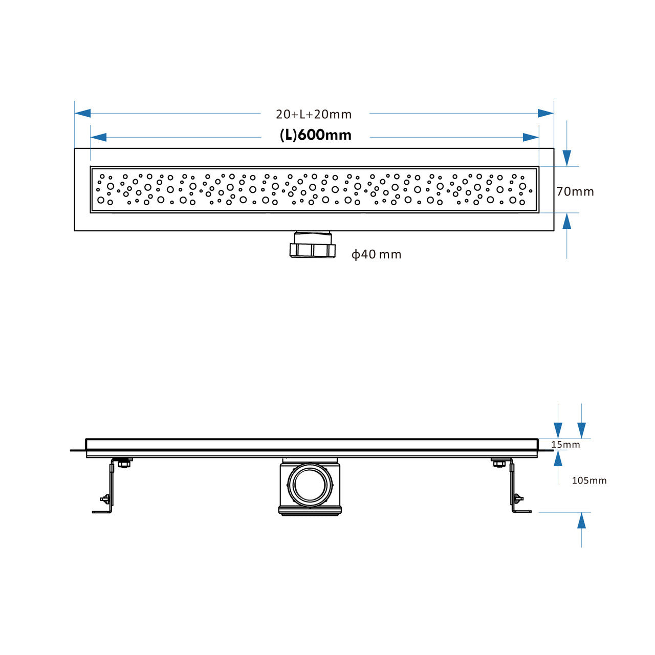 1200 x 1200 x 30mm Linear Wetroom Shower Tray Kit with Drain & Choice of Grate