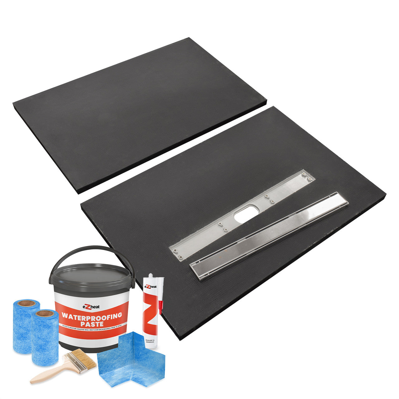 Linear Wetroom Shower Tray Tile On Split Former Waste Tanking 900 x 900 x 30mm