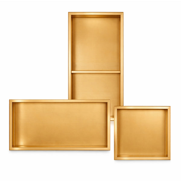 Stainless Steel Slimline Shower Niches - Satin Gold