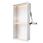 Stainless Steel Slimline 80mm Shower Niches - White