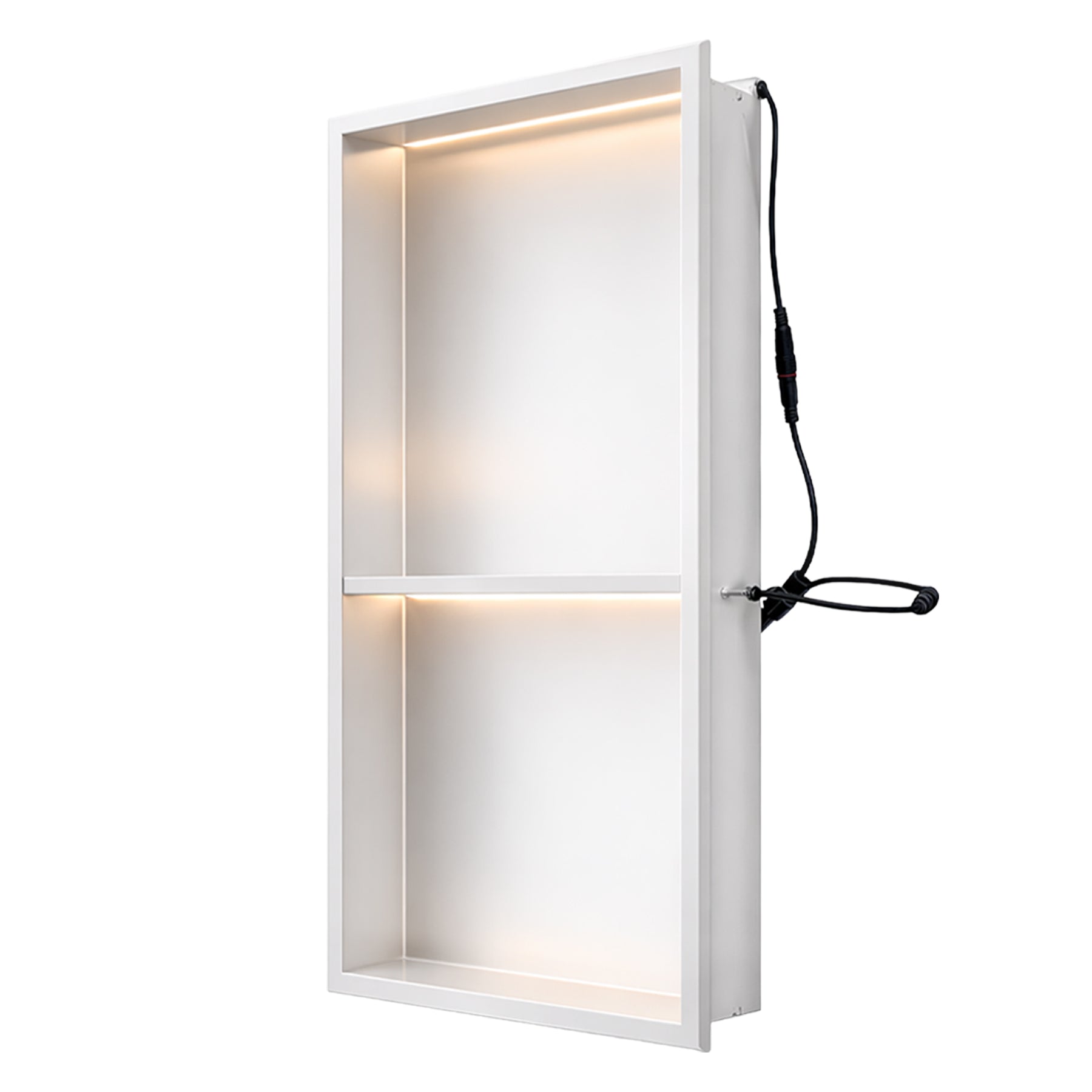 Stainless Steel Slimline 80mm Shower Niches - White