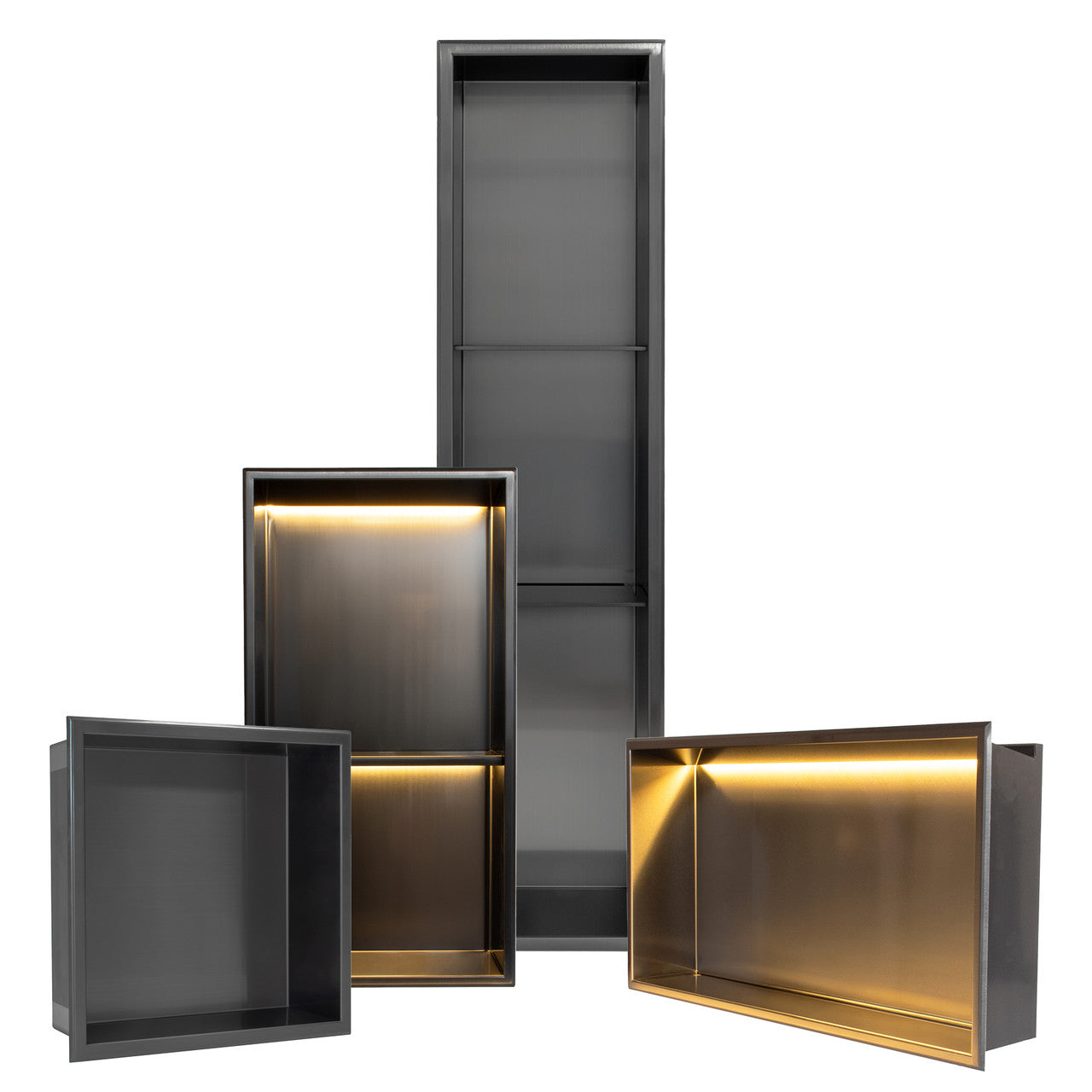 Stainless Steel Shower Niches - Noir Black Bathroom/ Wet Room Waterproof Shower Recessed Alcove Space Saving Storage