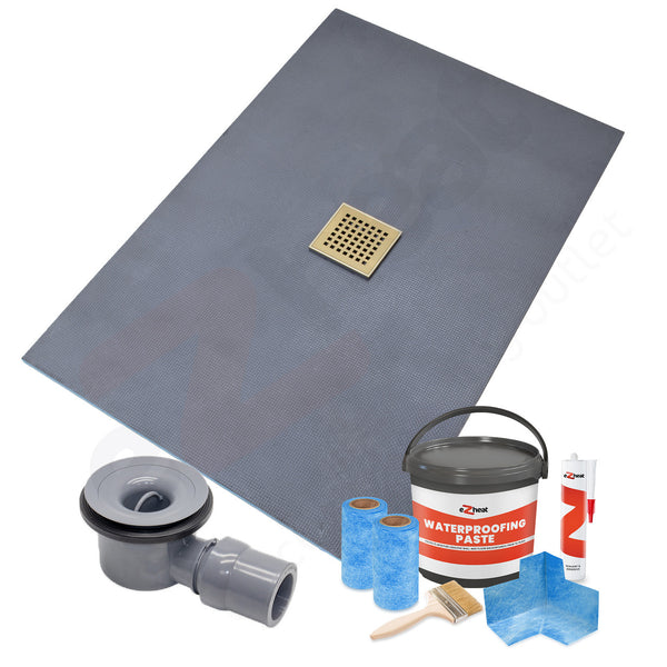 Centre Square Drain Wet Room Shower Tray Former with Waste