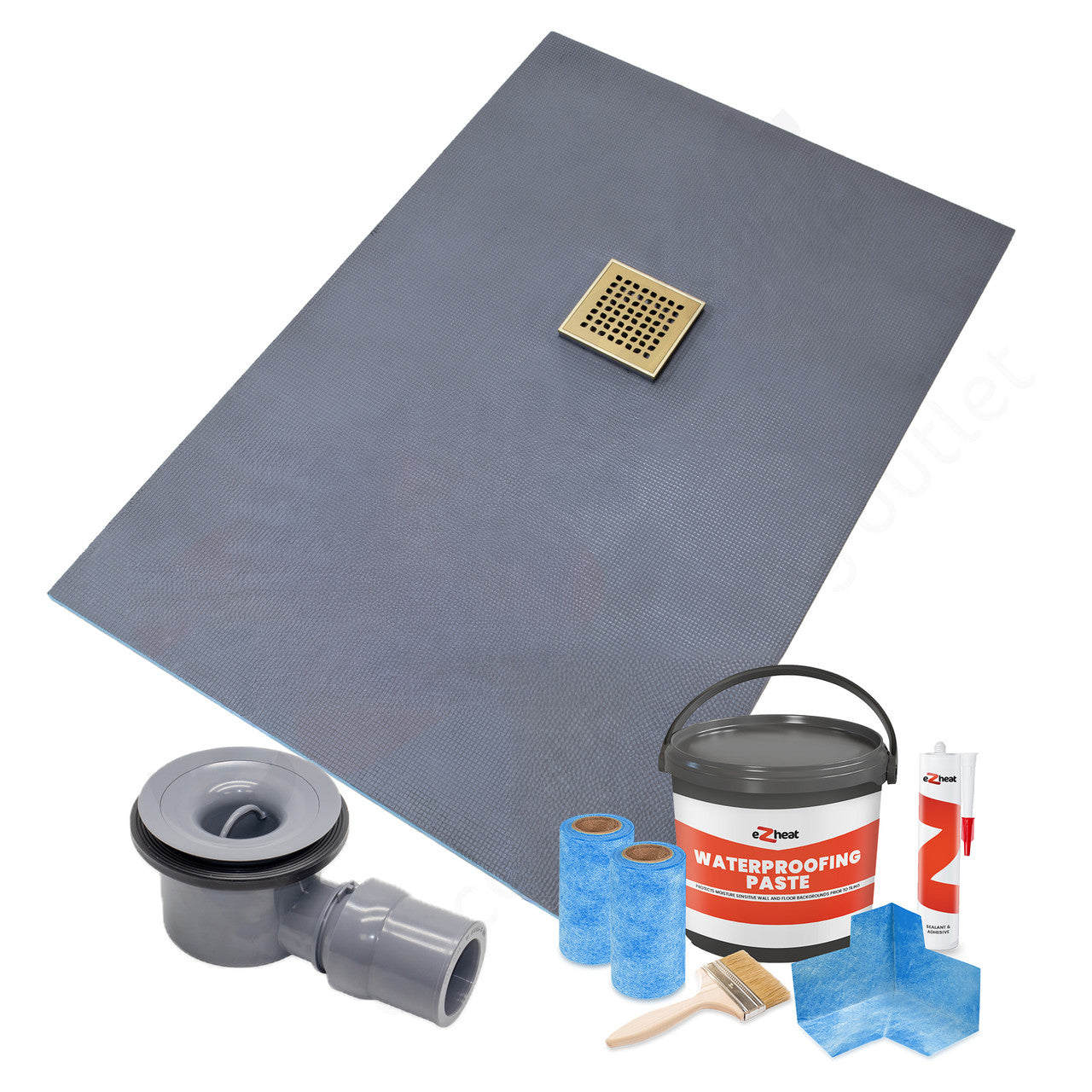 Offset Square Drain Wet Room Shower Tray Former