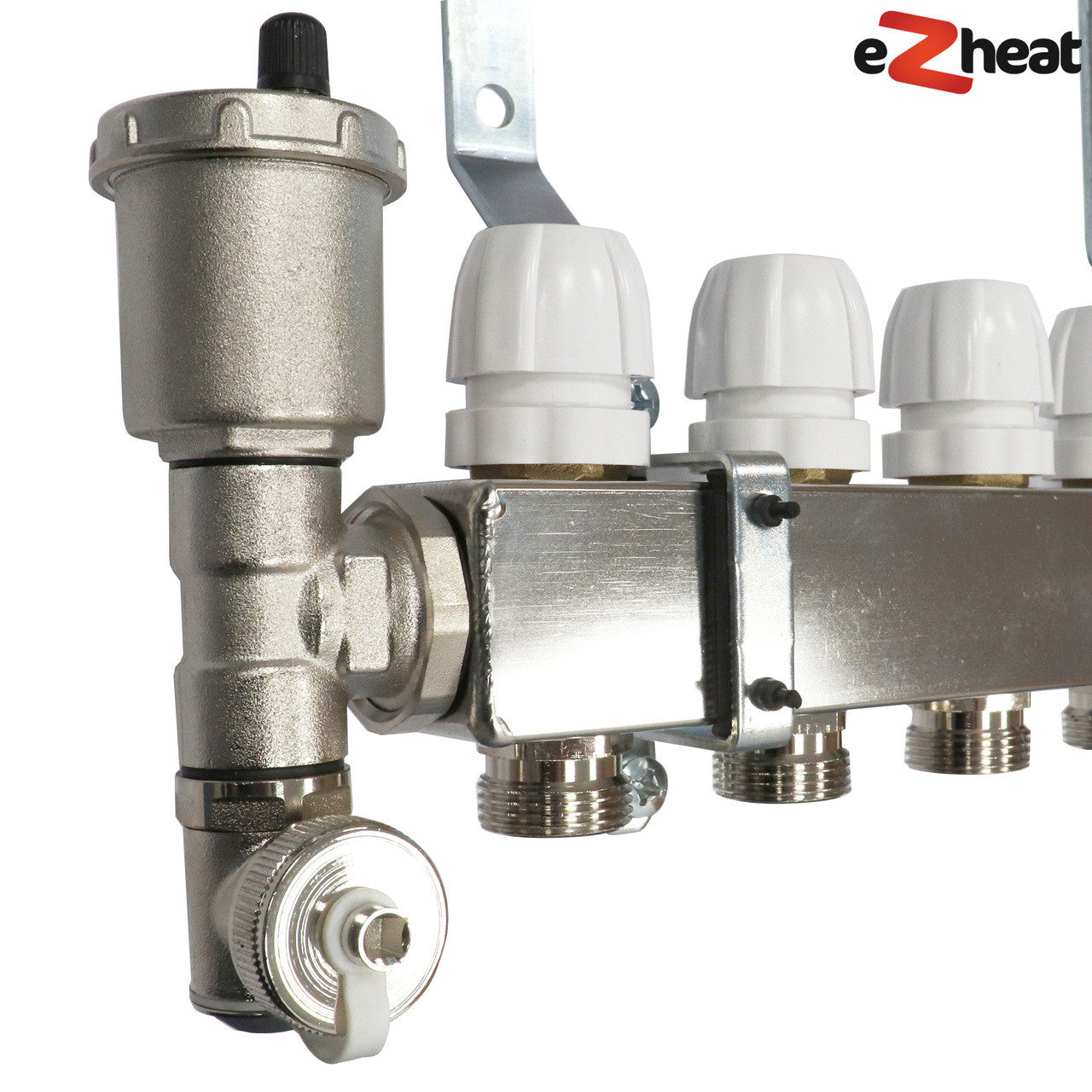 Stainless Steel Wall Hung Radiator Manifold with Auto Air Vent & Manual Lock Shields