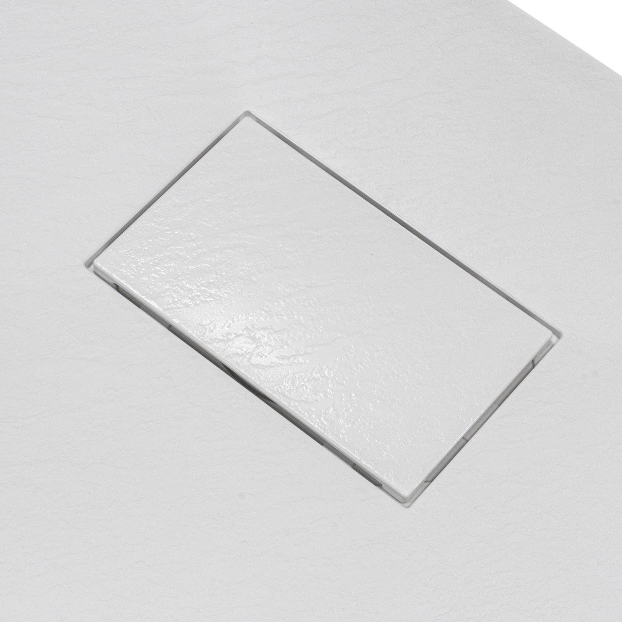SMC White Slate Stone Effect Shower Trays Square Rectangle Base Non Slip Surface