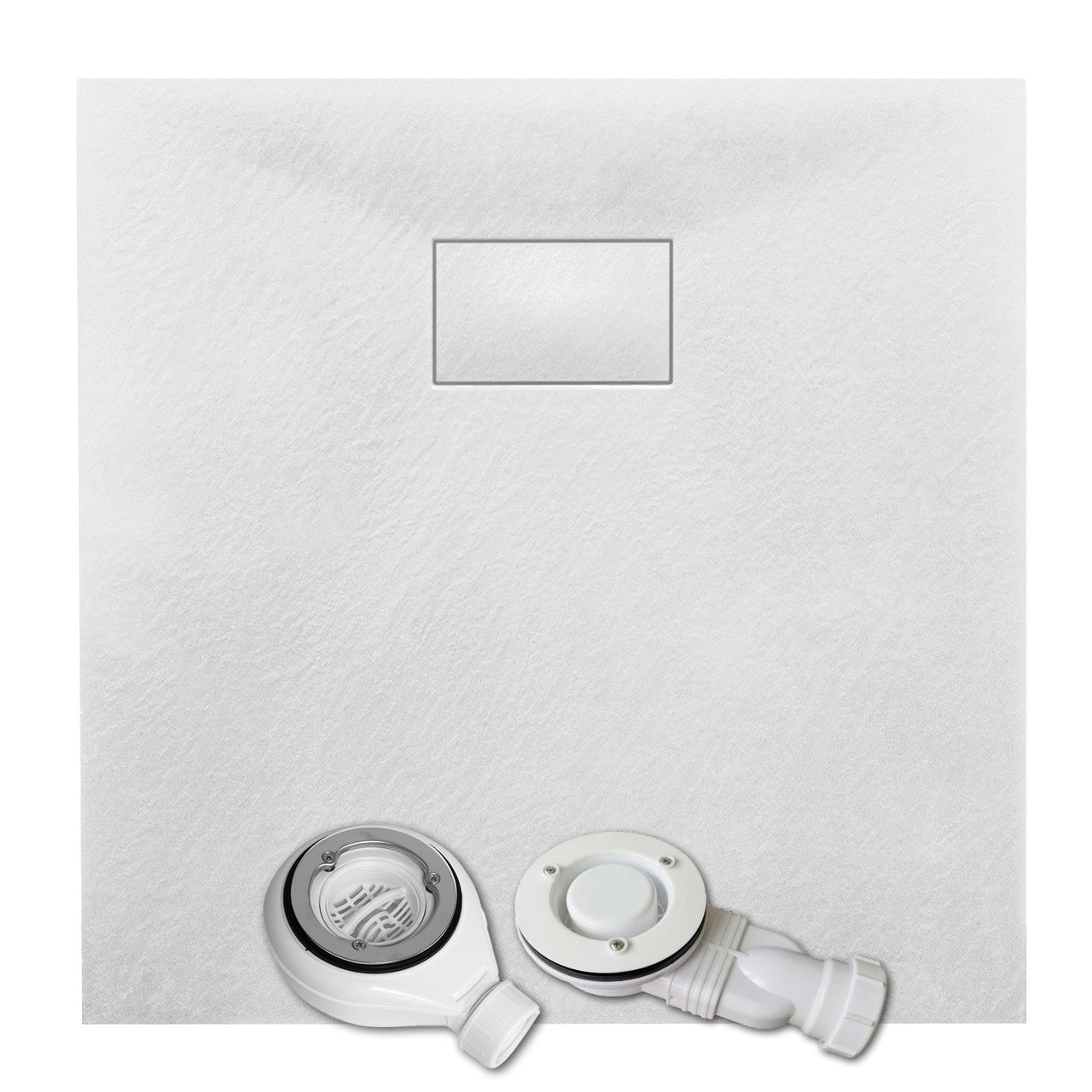 SMC White Slate Stone Effect Shower Trays Square Rectangle Base Non Slip Surface