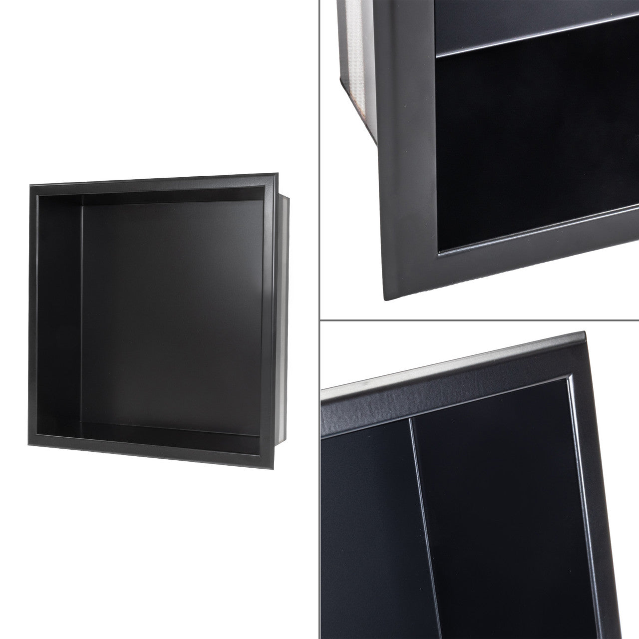 Stainless Steel Shower Niches - Matte Black Bathroom/ Wet Room Waterproof Shower  Recessed  Alcove Space Saving Storage