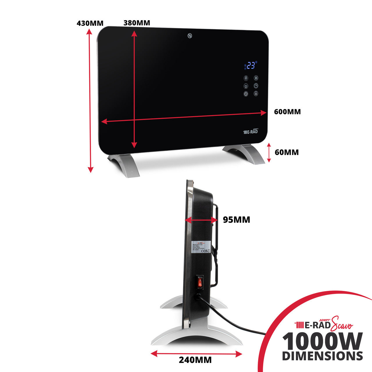 1000W Smart Wi-Fi Glass Panel Radiator