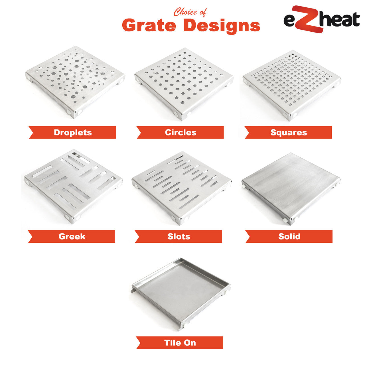 Wet Room Shower Tray Kits with Wetroom Waste - Choice of Grate - Various Sizes