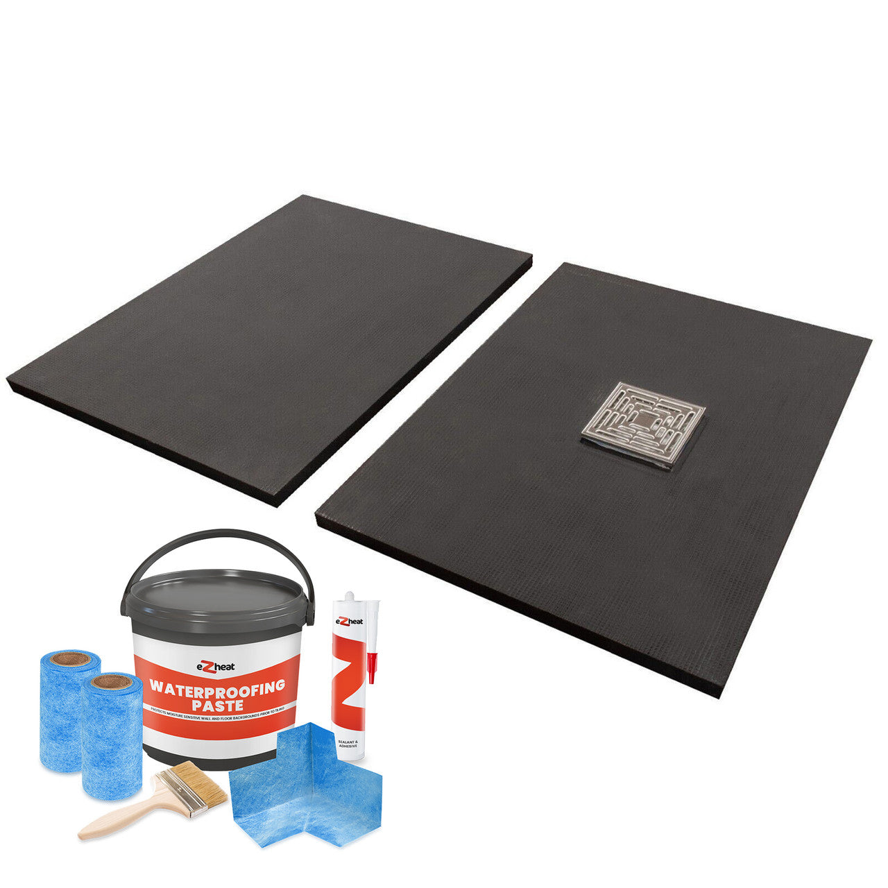 Wet Room Shower Tray Former Tile On Kit - Split Tray - Offset Drain Position