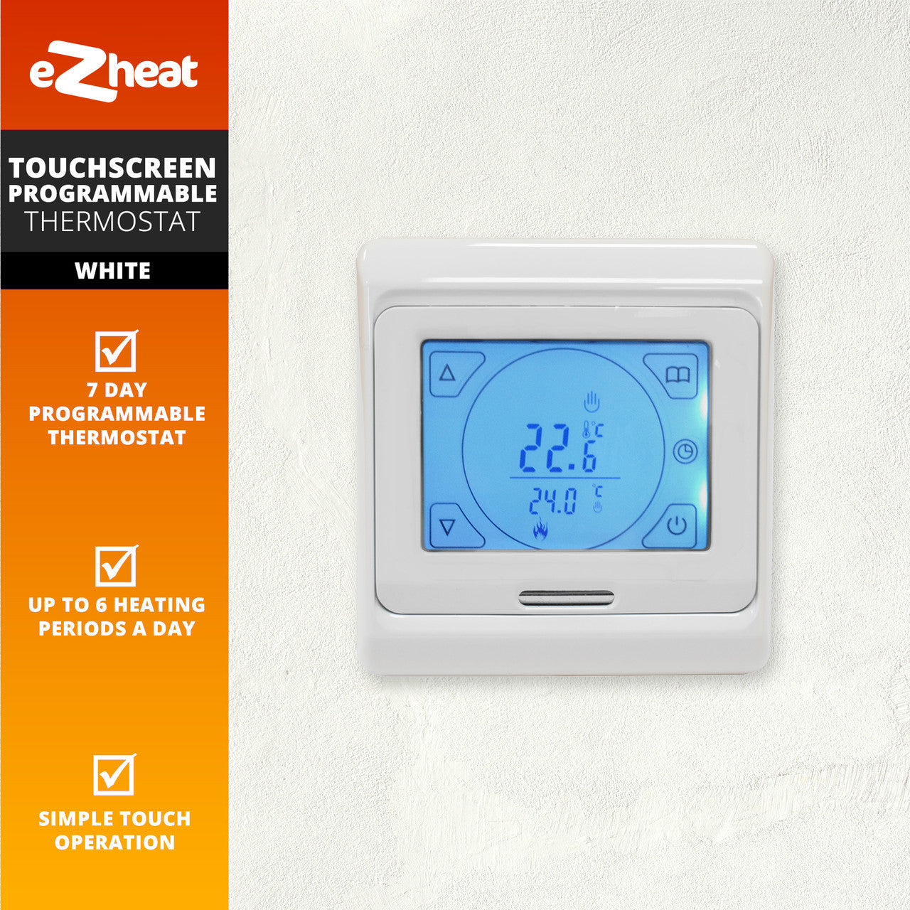 Ezheat Touchscreen Programmable Thermostat for Water Underfloor Heating