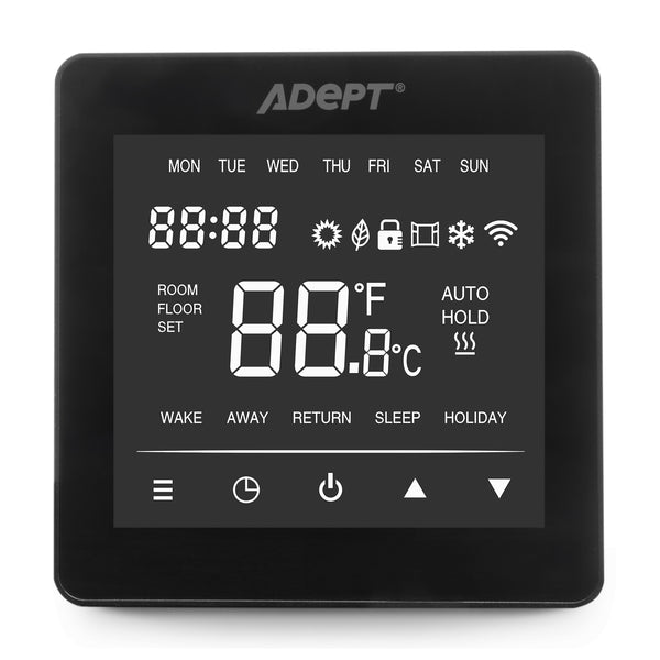 WiFi Touchscreen Thermostat for Underfloor Heating - Black