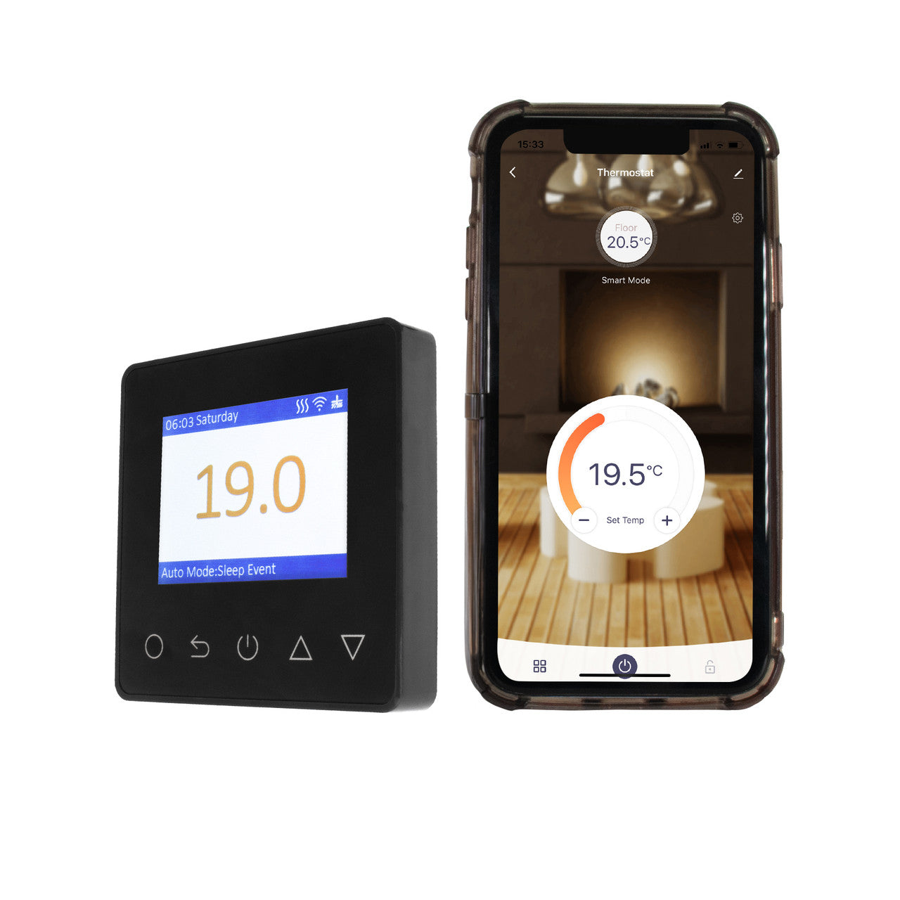 T8400 Black Smart WiFi Underfloor Heating Thermostat  - Thermostat With Smart Phone App