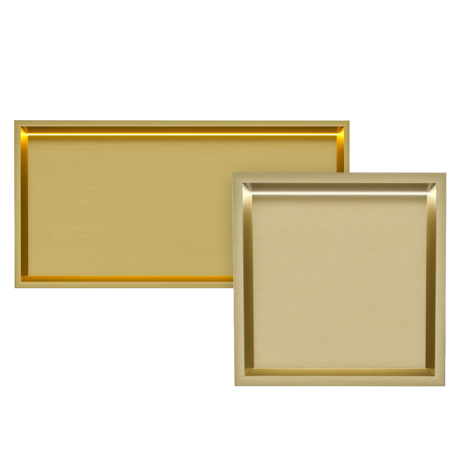 Brushed Brass Stainless Steel Shower Niche with LED Light Colour Option