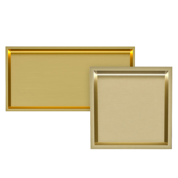 Brushed Brass Stainless Steel Shower Niche with LED Light Colour Option