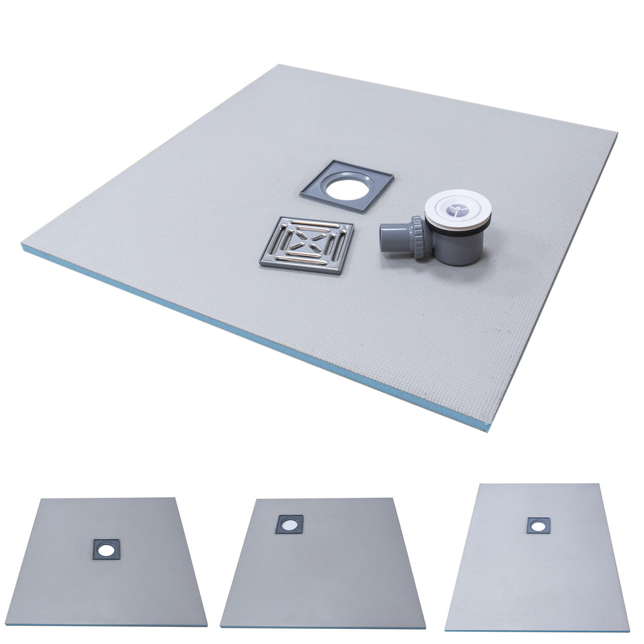 Square Drain Wetroom Shower Tray Tile On Waste & Choice of Drain Position
