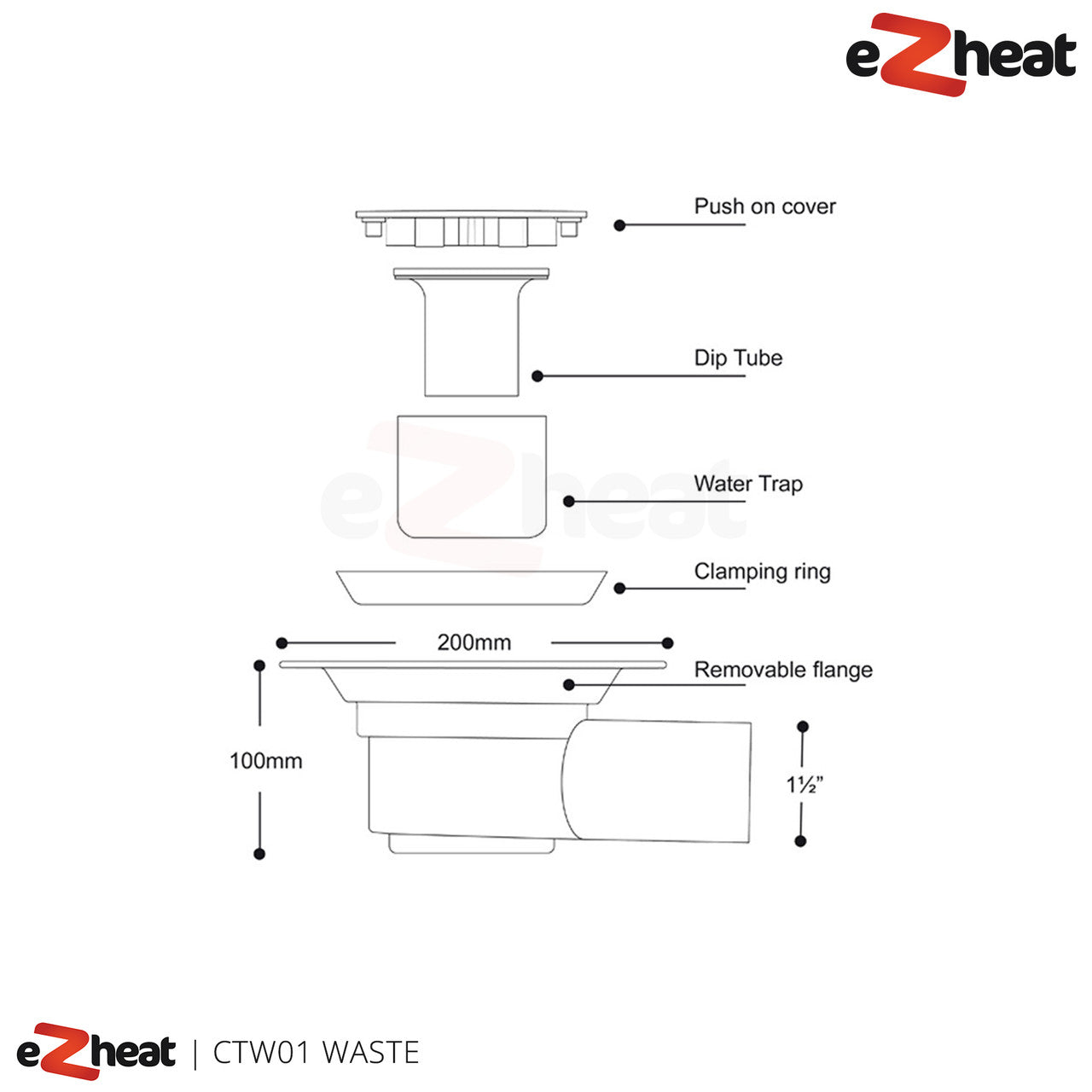 Ezheat Shower Tray for Vinyl Floor Coverings