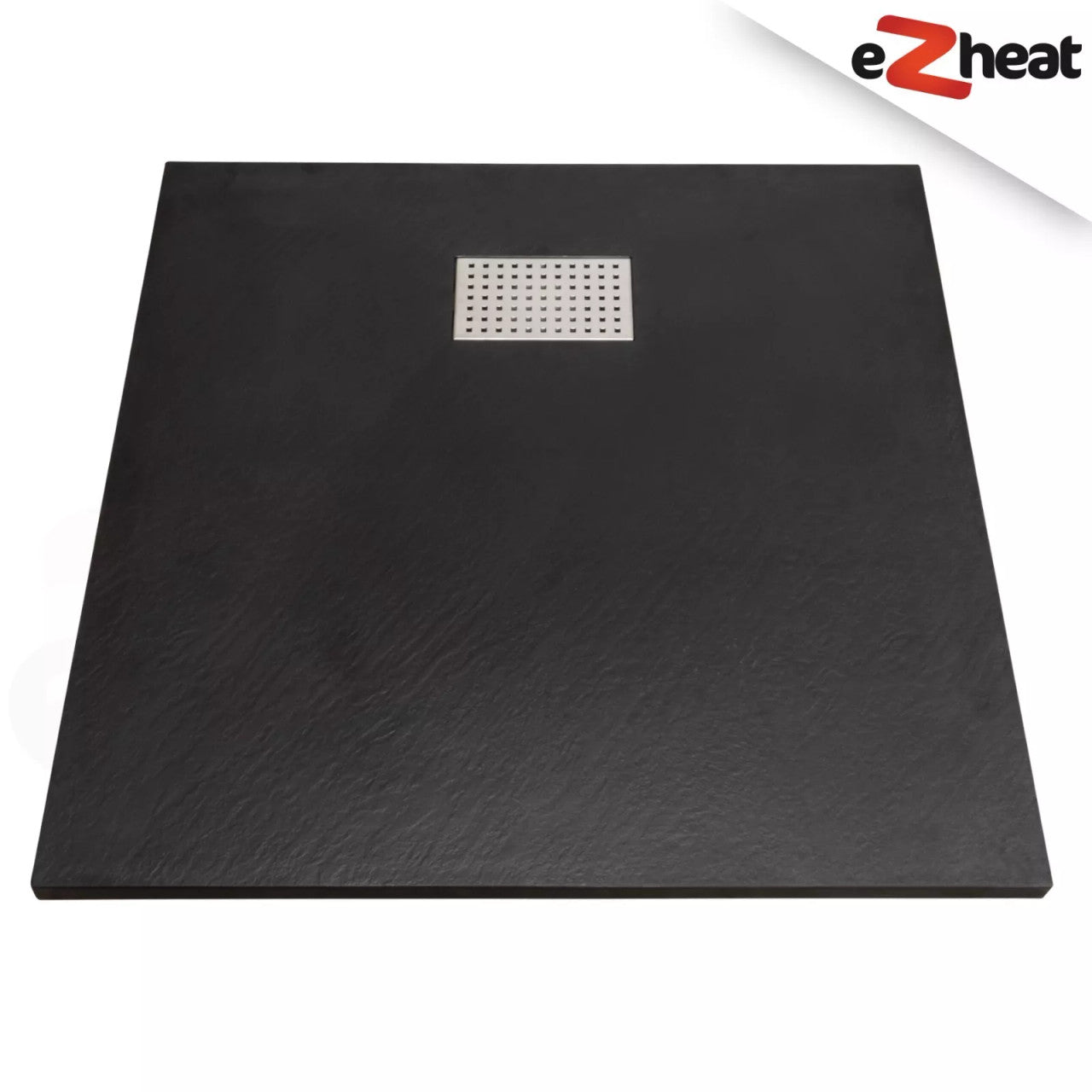 SMC Black Shower Trays Slate Stone Effect Non Slip Surface Stainless Steel Cover