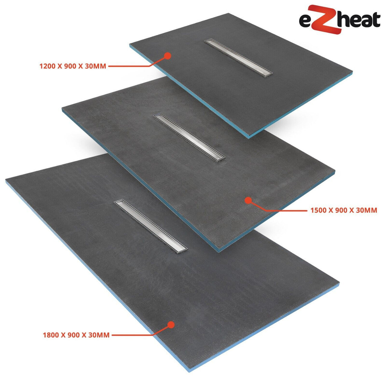 Wet Room Linear Shower Tray with Centre Drain Kit