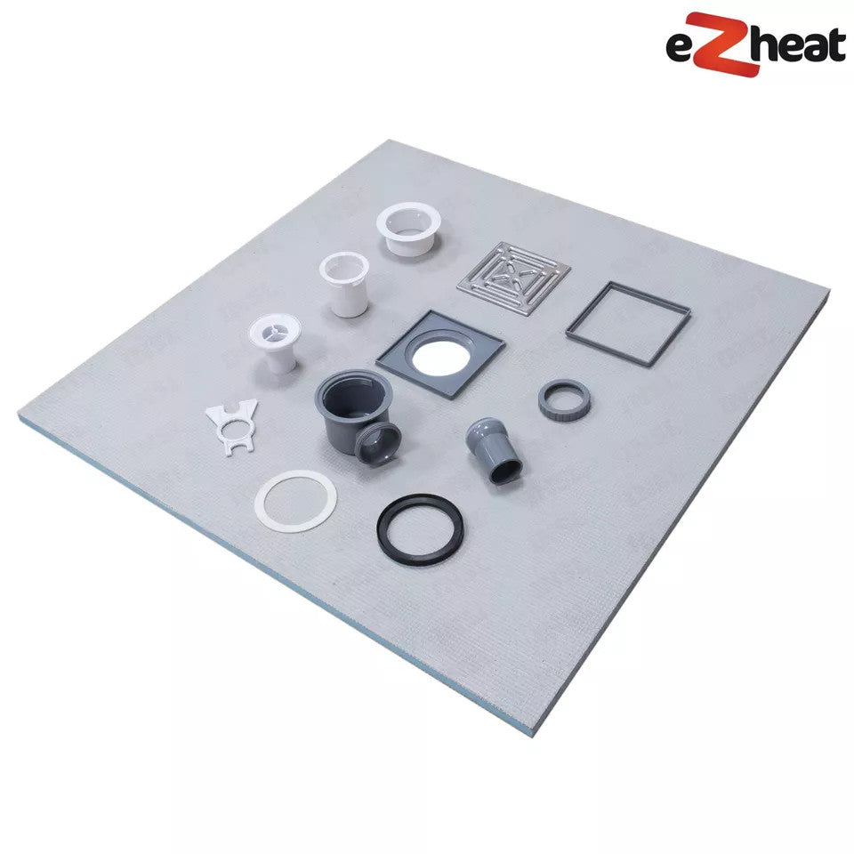 Square Drain Wetroom Shower Tray Tile On Waste & Choice of Drain Position