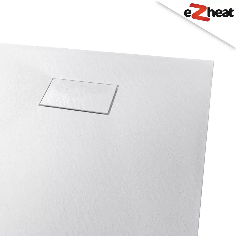 SMC White Slate Stone Effect Shower Trays Square Rectangle Base Non Slip Surface