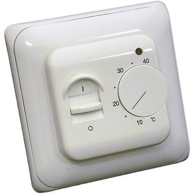 White Manual Thermostat with Air Sensor for Central Heating or Underfloor Hea...